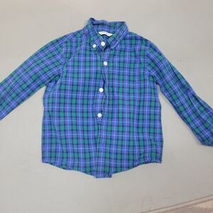 Janie and Jack Blue and Green Plaid Button Down Shirt